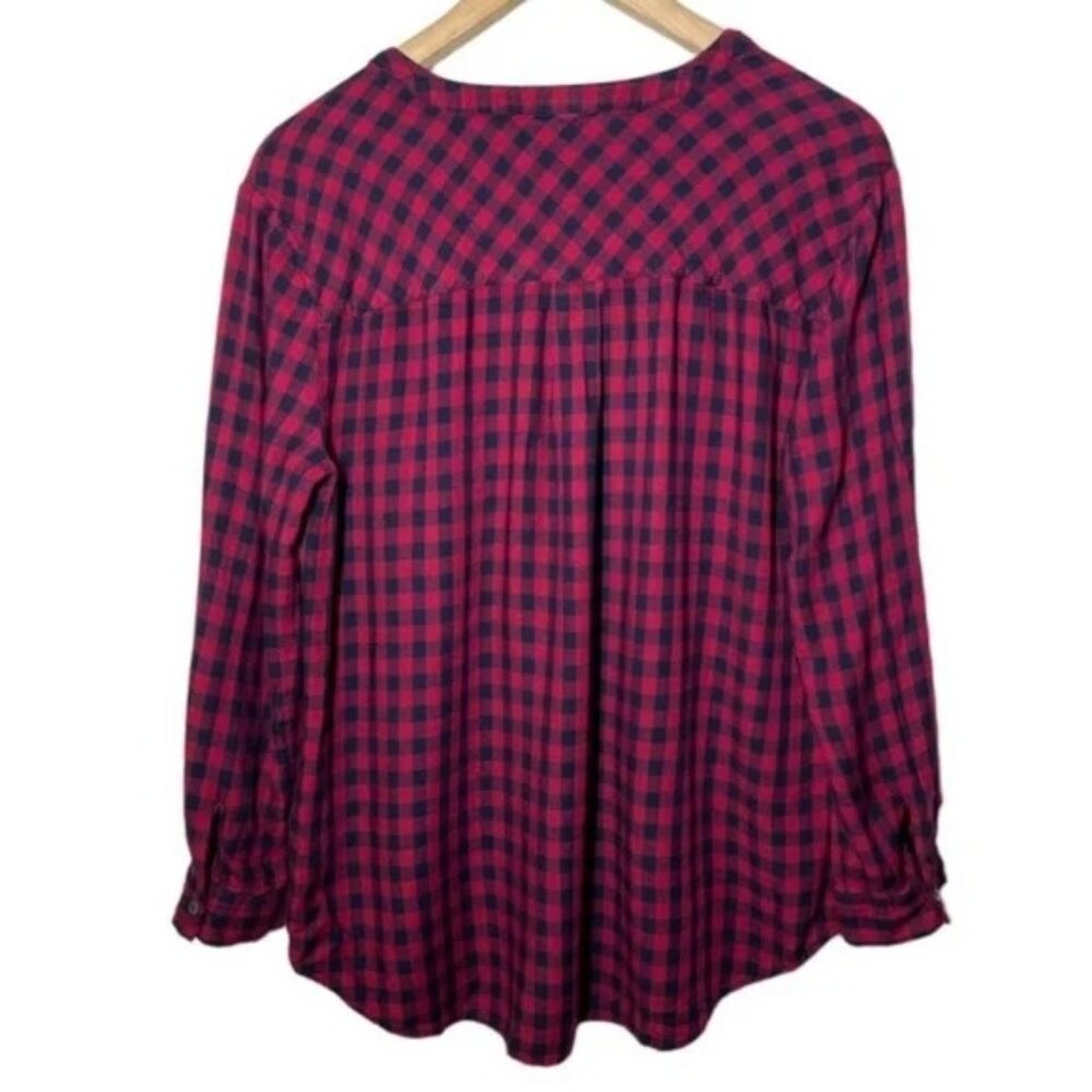 Joie Red Gingham Plaid Popover Top - Picture 3 of 7